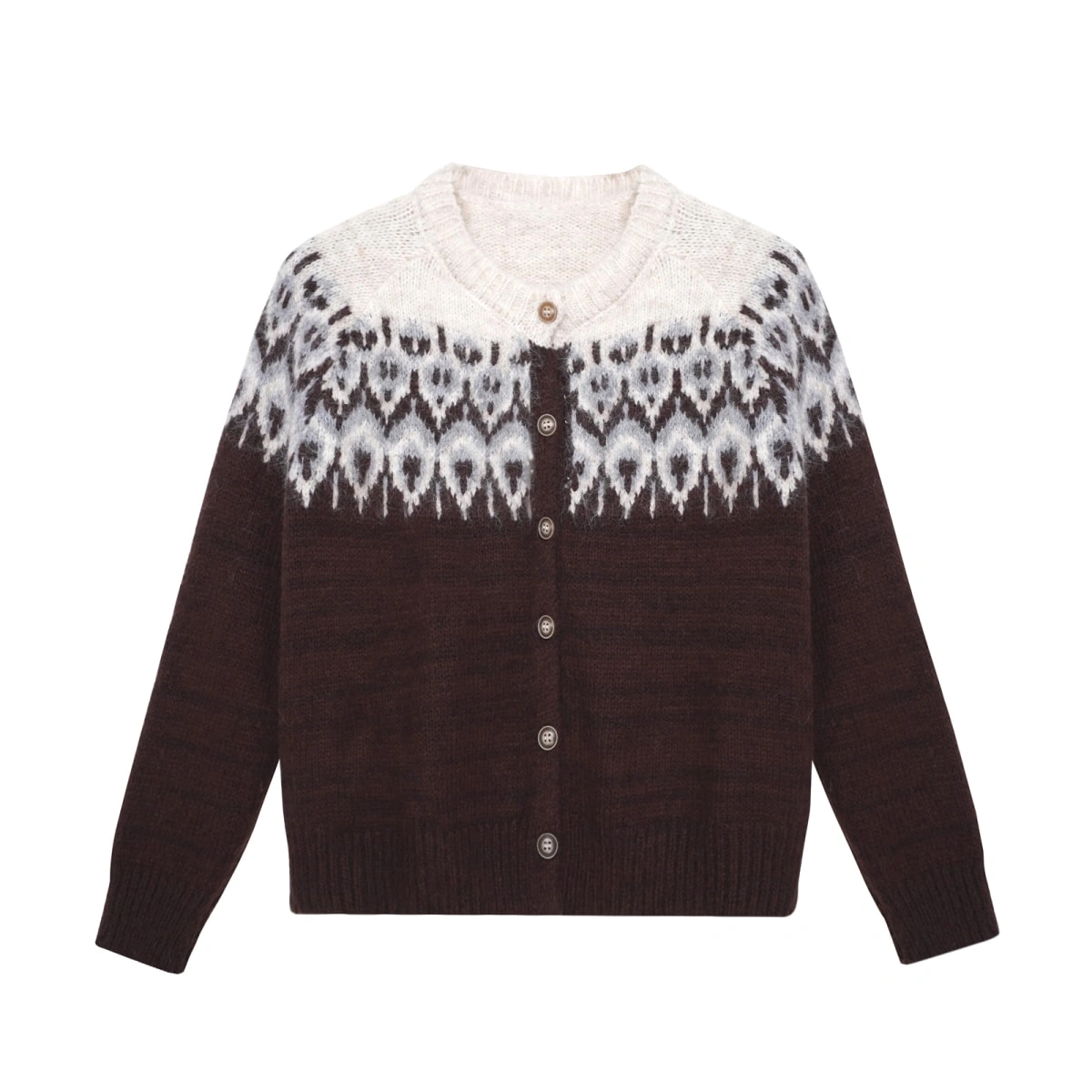 Vintage Fair Isle Cardigan | Women's Cozy Oversized Knit Sweater - Image 1