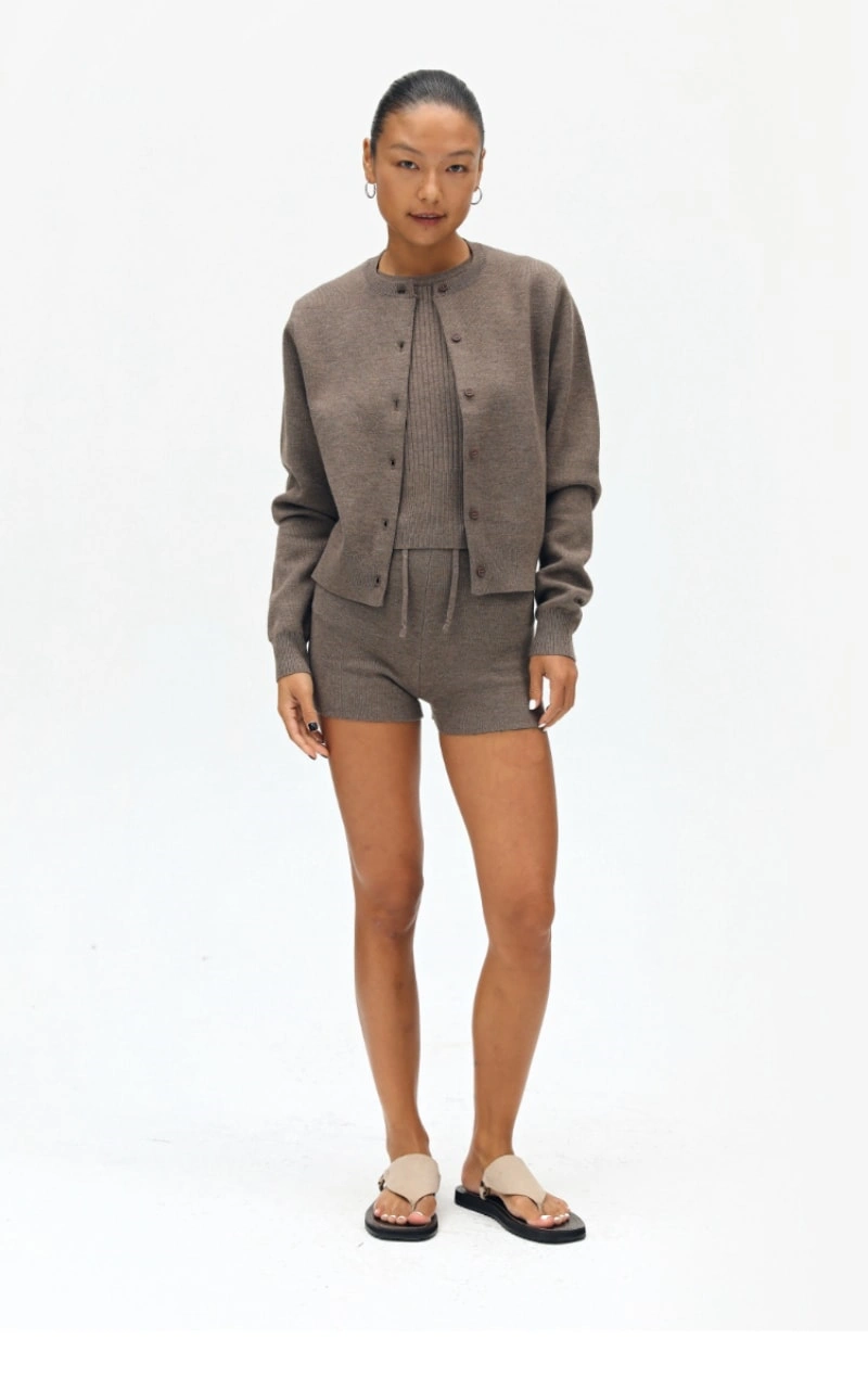 Wool-Blend Fitted Knit Two-Piece Set (Cardigan & Vest) - Image 5