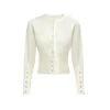 Women's Wool Blend Fitted Cardigan - Thumbnail Image 1