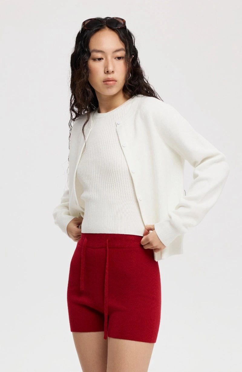 Wool-Blend Fitted Knit Two-Piece Set (Cardigan & Vest) - Image 15