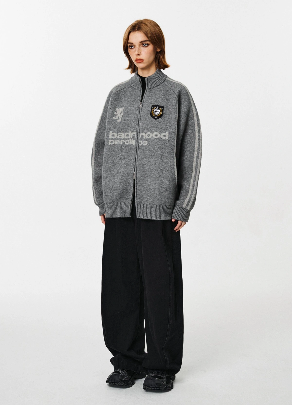 Retro Soccer Zip-Up Cardigan - Oversized Knit Jacket for Men & Women 3 Retro Soccer Zip-Up Cardigan - Oversized Knit Jacket for Men & Women - Image 3