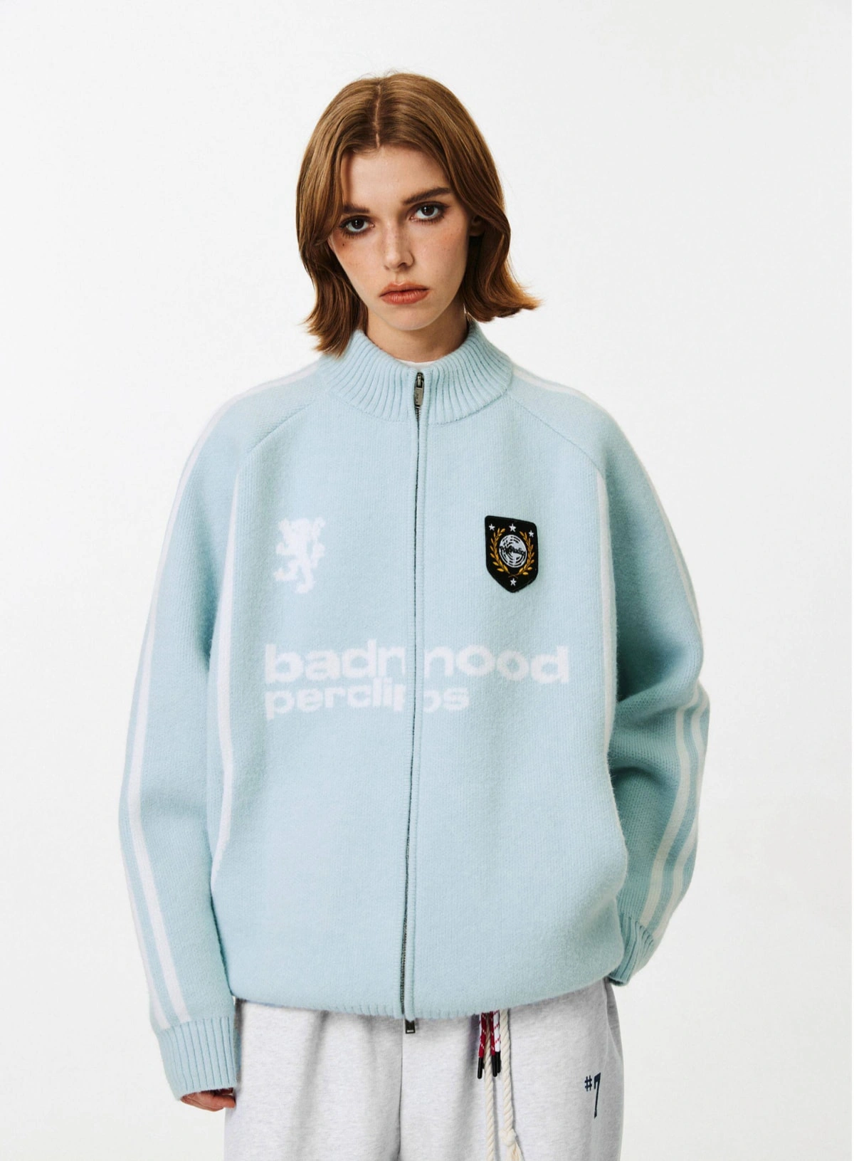 Retro Soccer Zip-Up Cardigan - Oversized Knit Jacket for Men & Women 6 Retro Soccer Zip-Up Cardigan - Oversized Knit Jacket for Men & Women - Image 6