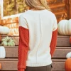 Color Block Cable Knit Sweater - Cozy Patchwork Pullover for Women - Thumbnail Image 4