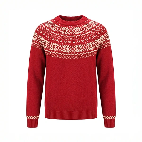Cart 3 Relaxed Red Fair Isle Sweater - 100% Cotton Pullover