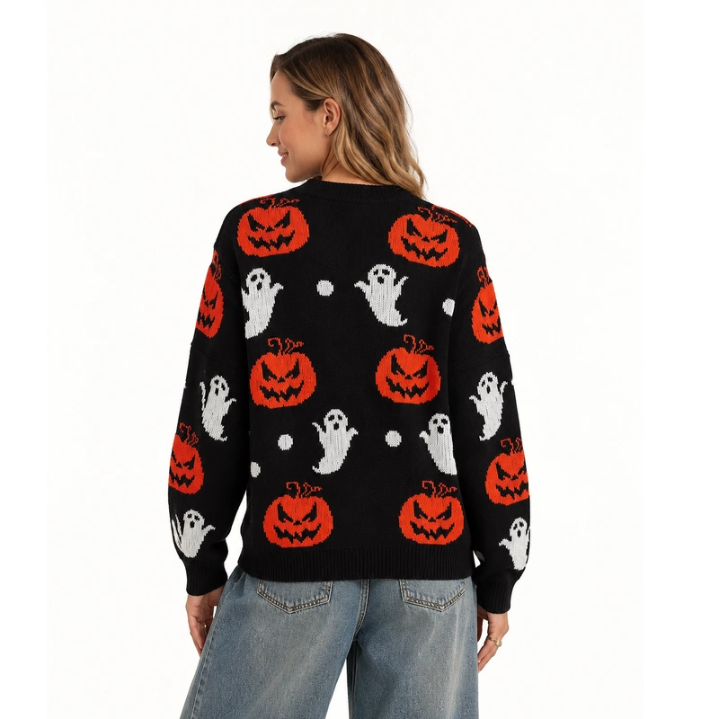 Halloween Pumpkin Graphic Cardigan - Image 3