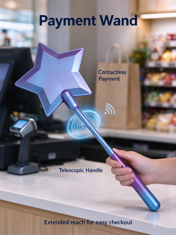 Retractable Iridescent Magic Wand Card Holder - Image 3