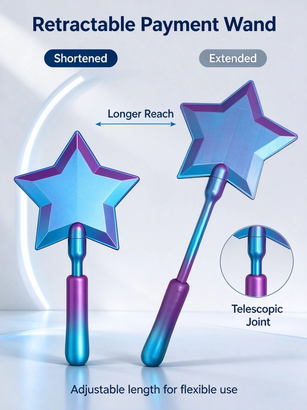 Retractable Iridescent Magic Wand Card Holder - Image 2